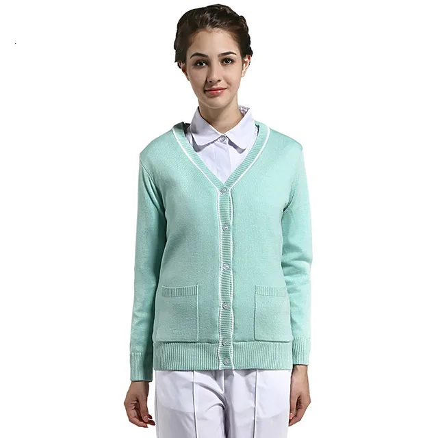 Nurse Uniforms Sweater Cardigan Coat Long Sleeve Female Women Nurse