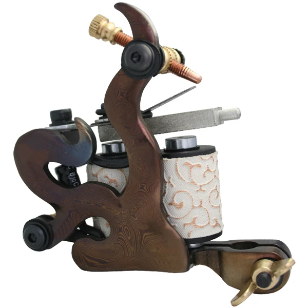 

5Pcs/lot Professional Damascus Tattoo Machine 10 Wrap Coils Iron Cast Frame Custom Tattoo Gun For Liner Shader DTM-6011-D3