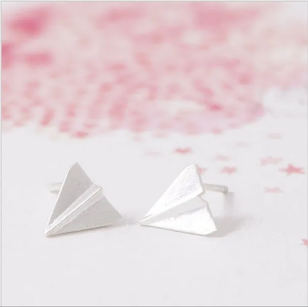 

Fashion Gold Silver Origami Plane Stud Earrings