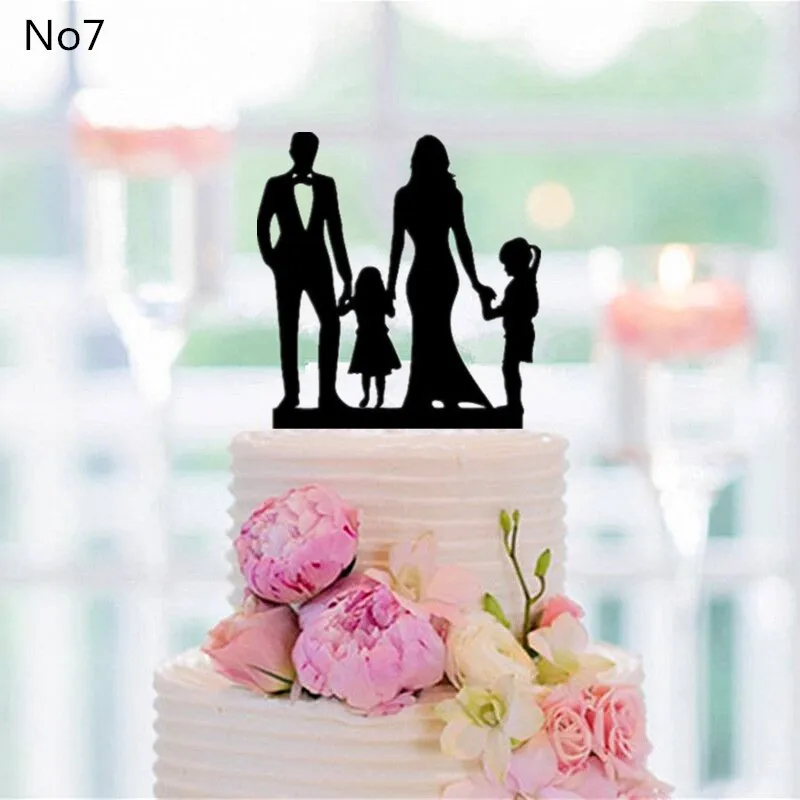 Смешанные Стильные черные акриловые топперы для свадебного торта, украшения для свадебного торта, украшения для свадебного торта - Цвет: No 7