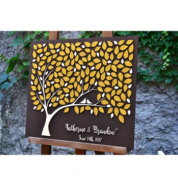 

3D Wedding Guest Book Alternative Wood, Custom Guest Book Tree, Personalized Rustic Country Wedding Guest Book For Couples