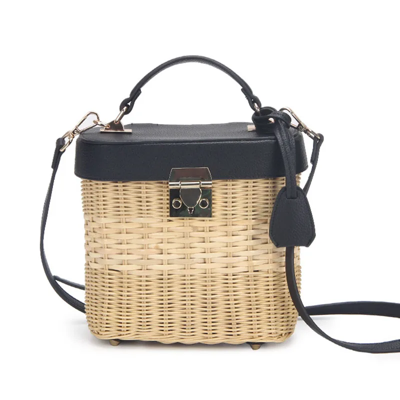 

High Designer Women Beautiful Straw Hand Bags Mujer Handmade Rattan Woven Crossbody Basket Handbags With Large Capacity