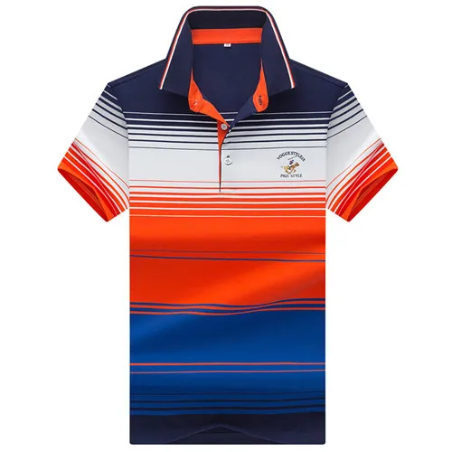 8878-ORANGE Tace& Shark, брендовая мужская рубашка поло с вышивкой, высокое качество, короткий рукав, 3D, для занятий спортом, на каждый день, в полоску, Мужская рубашка поло, para hombre - Цвет: 8878-ORANGE