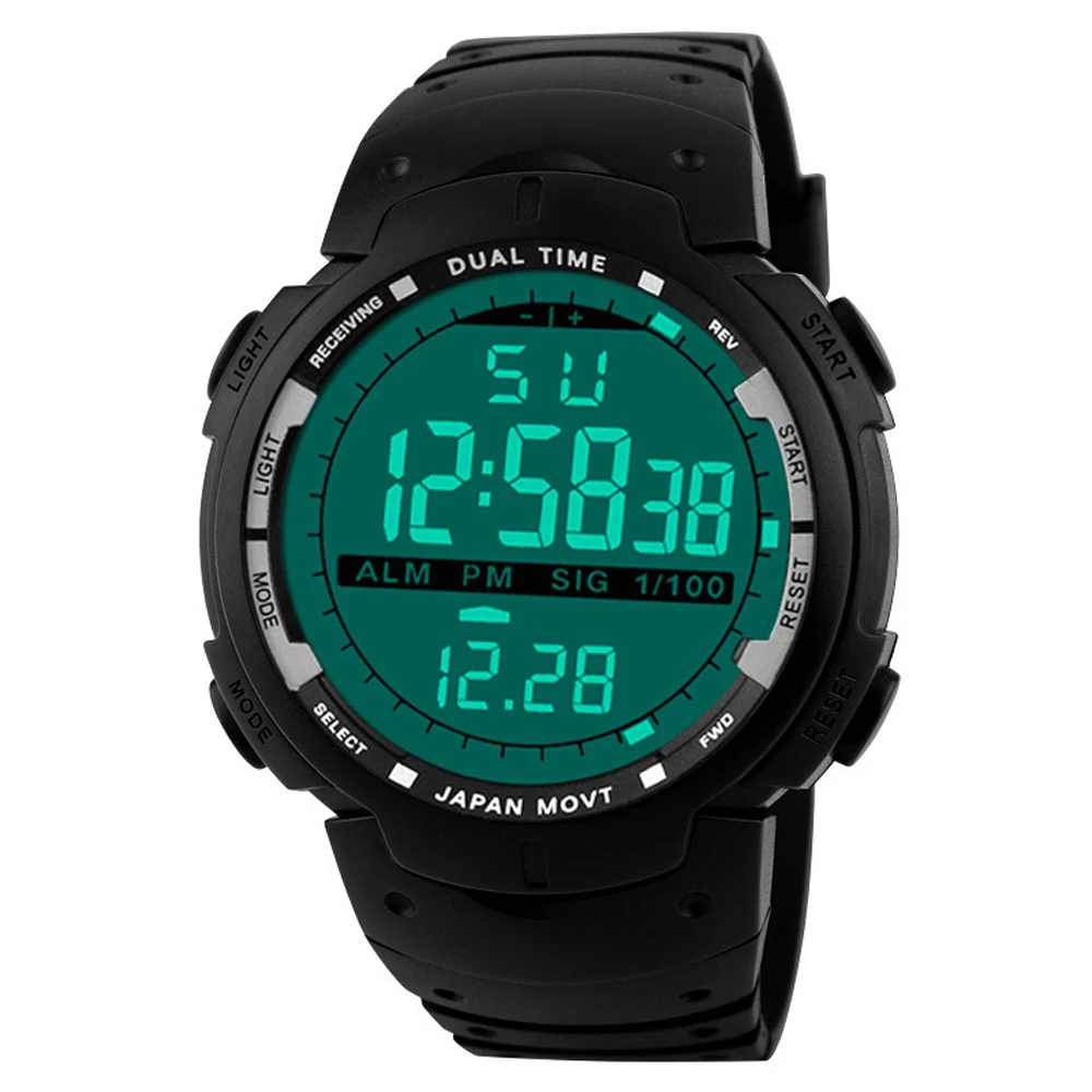 Brand Men LED Digital Military Watch, Sport Rubber Quartz Watch Alarm Waterproof Sports Watches