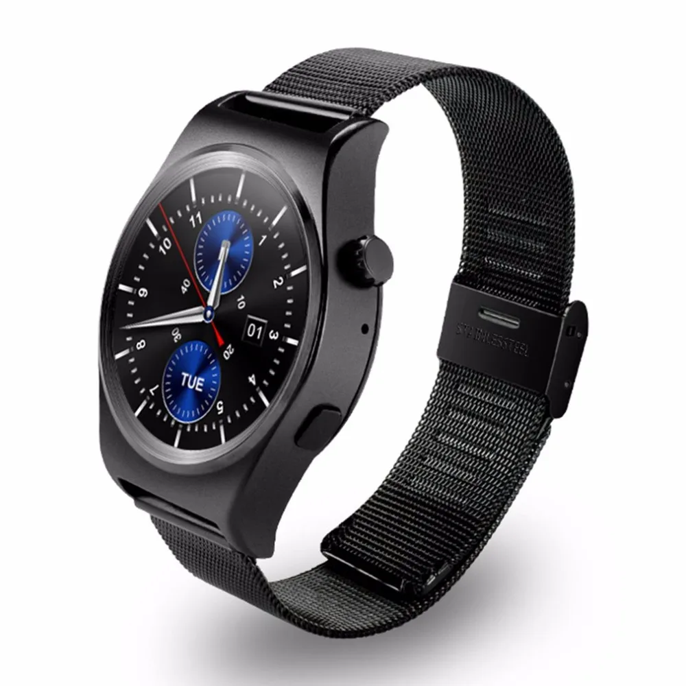 

Steel Band Smart Watch With LCD HD Full Circle Display Bluetooth 4.0 Smart Sleep Monitor with Knob Regulator