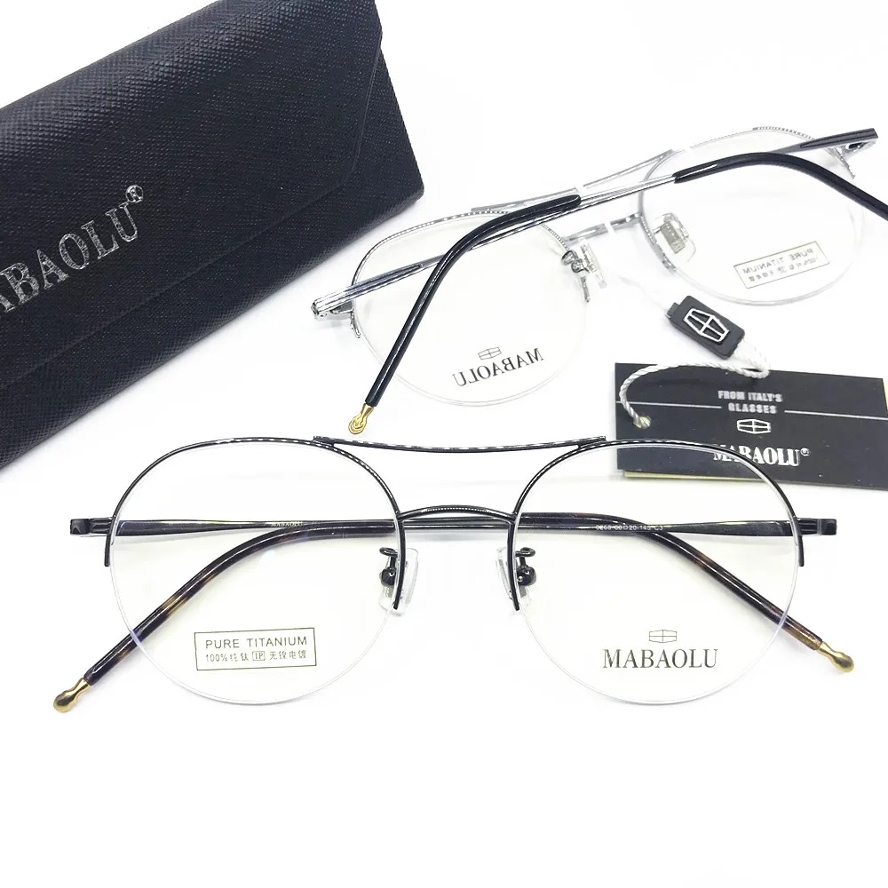 100 Pure Titanium Eyeglass Frames Half Rimless Myopia Rx able Brand