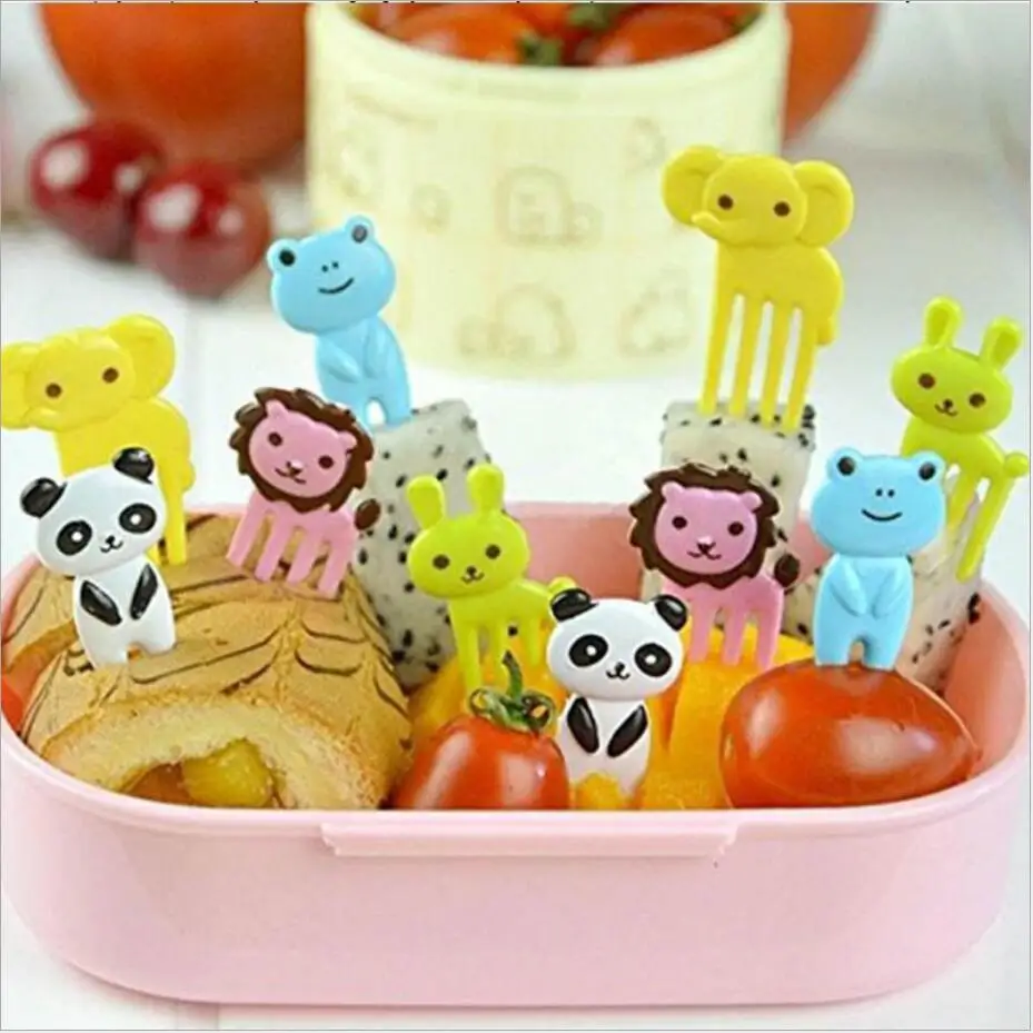 10pcs/set Fruit fork Kids Cute Fork Cutlery Baby Food Feeding Tableware Toddler Dinnerware Portable Utensil Infant Tableware
