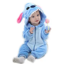 Kawaii Hello Kitty Panda Baby Girls Clothes Animal Baby Rompers Costume Winter Fleece Clothes For Boys Warm Snowsuit Jumpsuit