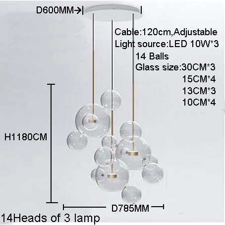 Современный из прозрачного стекла шар гостиная люстры Арт Деко пузырь абажуры люстры внутреннего освещения Ресторан iluminacao - Цвет корпуса: D