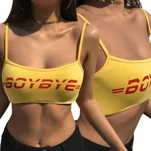 Женский топ на бретельках в стиле бохо с буквенным принтом, сексуальный жилет, жилет, укороченный топ, Холтер, бюст-повязка на бретельках