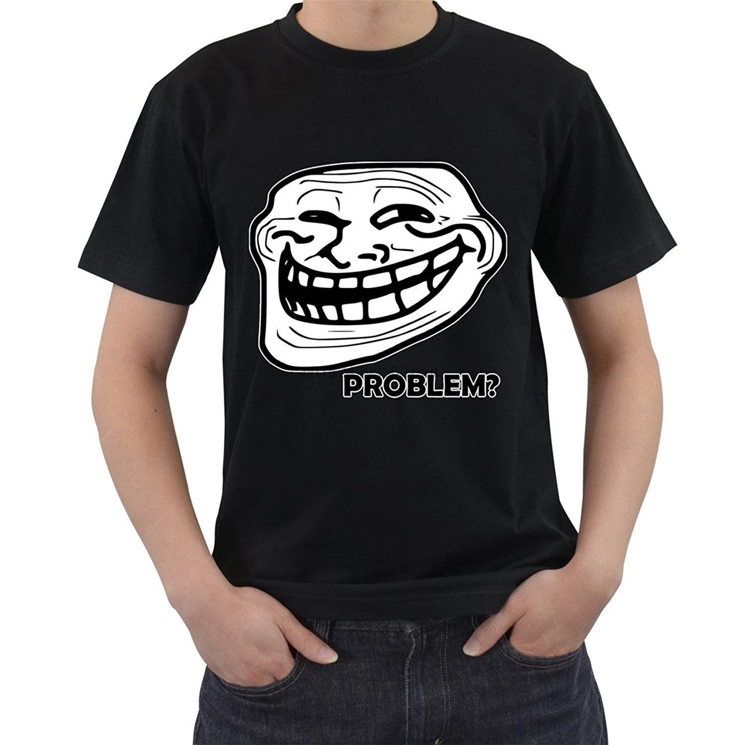 Футболка с короткими рукавами и надписью Problem Trollface S M L XL 2XL 3XL|Футболки| |