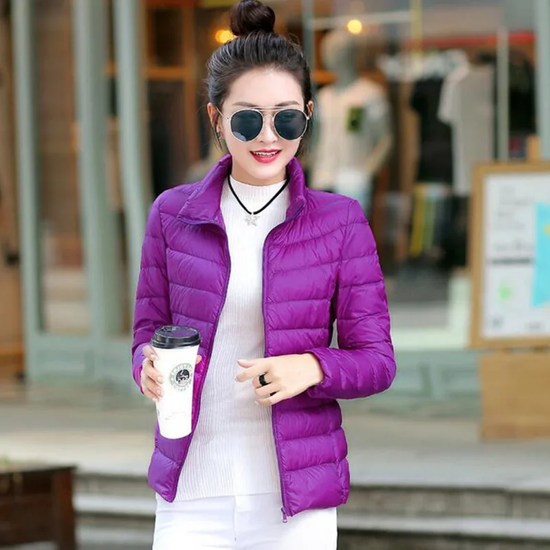 2017 women ultra light down jacket winter duck down jackets women slim long sleeve parka zipper