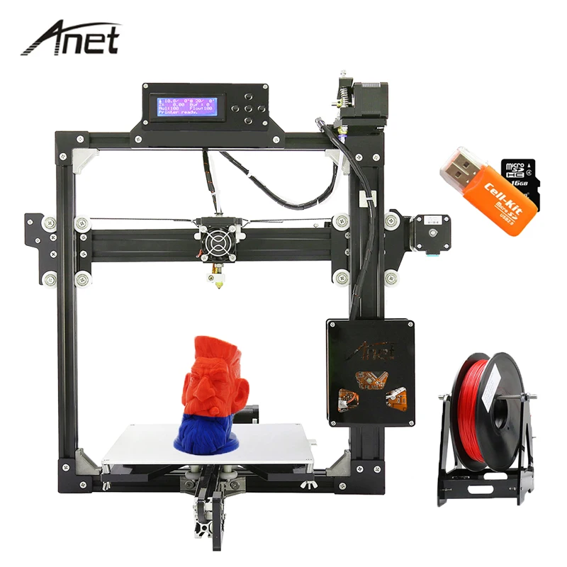 

Anet High precision Auto Leveling 3D Printer Big Size LCD 2004 220*270*220mm Metal 3D Printer Kit with 10M Filament SD Card