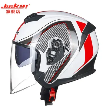 

2019 New Men/women JIEKAI Double Visor Motorcycle Helmets Half Face Electric Motorbike Helmet Made of ABS /PC Lens