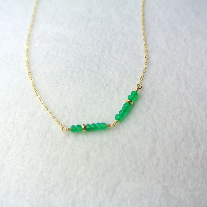 

Lii Ji Green Onyx/Black Spinel/Garnet Chain Necklace Natural Stone 925 Sterling Silver Gold Plated Choker Delicate Necklace