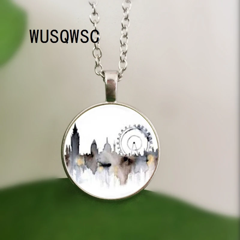 

WUSQWSC NEW Drama Sherlock Painted London Necklace Art Pendant Steampunk Quality necklace new chain jewelry gift women necklaces