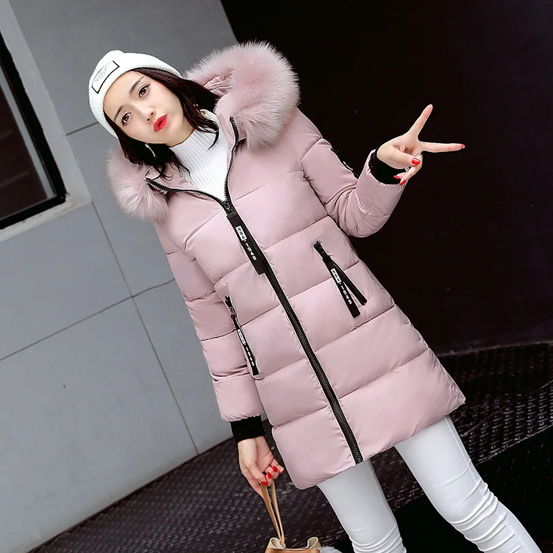 Jacket Women Winter Coats Cotton Casual Fur Hooded Jacket Long Ladies Warm Winter Female Overcoat Women Coat LD1268