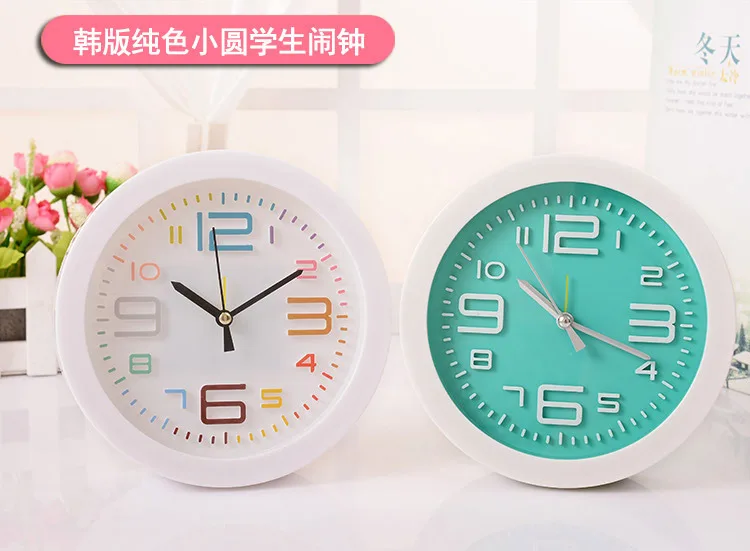 72 шт./лот Z2123 LY1103AB цветной цифровой будильник простые круговые пластиковые указки часы студенческие прикроватные часы