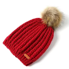 Толстые вязаные зимние шапочки Новая женская зимняя шапка помпоны шапки для женщин модные шапочки Skullies Женская Подарочная шапка