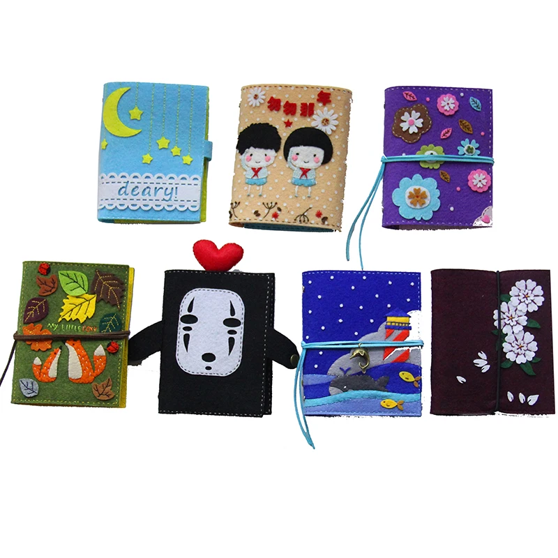 

Cheap Price 6 Styles Felt Notebook Felt Fabric Loose Leaf Diary DIY Handmade Unique Cute Circle Notebook Funny Felt DIY Package