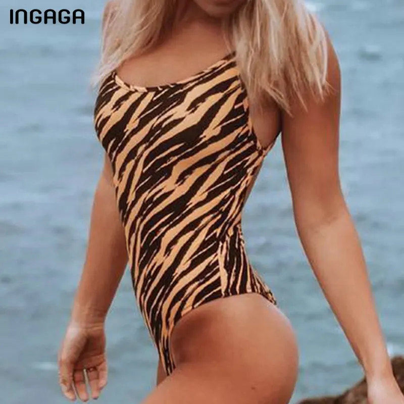 

INGAGA Sexy One Piece Swimsuit New Swimwear Women High Cut Beachwear 2019 Bathing Suit Women Bandage Women 's Swimsuit