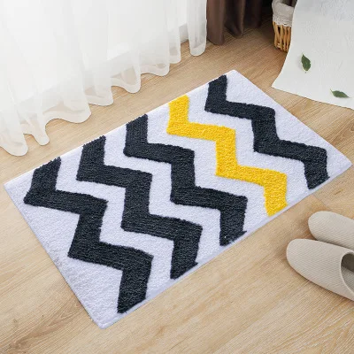 HOME Classical Striped Bathroom Mat Kit Toilet Rugs Non-slip Bath Mats Floor Carpets Mattress for Bathroom Decor Step Foot Pad