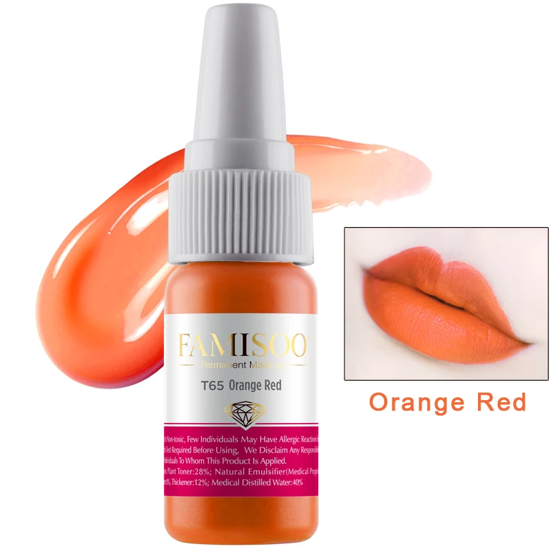 

FAMISOO T65 Orange Red microblading pigment Eyebrow&Lip Semi Permanent Makeup Tattoo Ink Brand Lasting Long 15ml Beauty