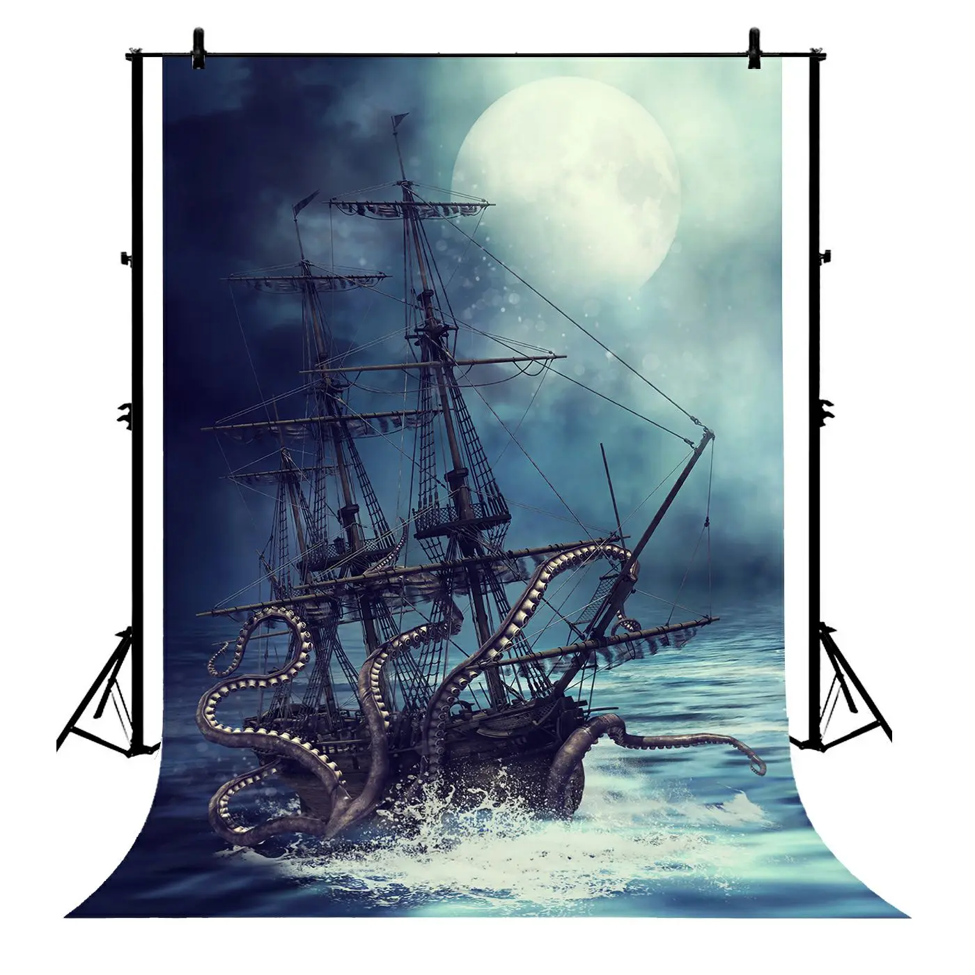 

5x7ft Christmas Pirate Ship Polyester Photo Background Portrait Backdrop