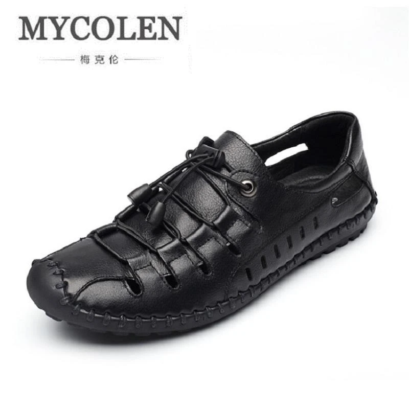 

MYCOLEN Men Shoes Spring Fashion Hollowed Out Men Casual Flat Shoes Lace-Up Loafers Comfortable Black Shoes chaussure homme