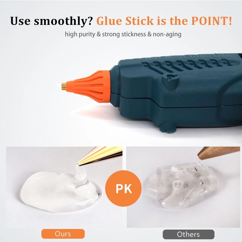 100W Hot Melt Glue Gun with Tool Kit Include 11mm Glue Sticks Copper Nozzles Nozzle Covers Aluminium Spanner with Power Switch