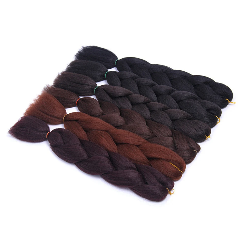 Плетеные волосы канекалон, один цвет, косички, огромные синтетические косички для наращивания волос в коробке, 24 дюйма, 100 г