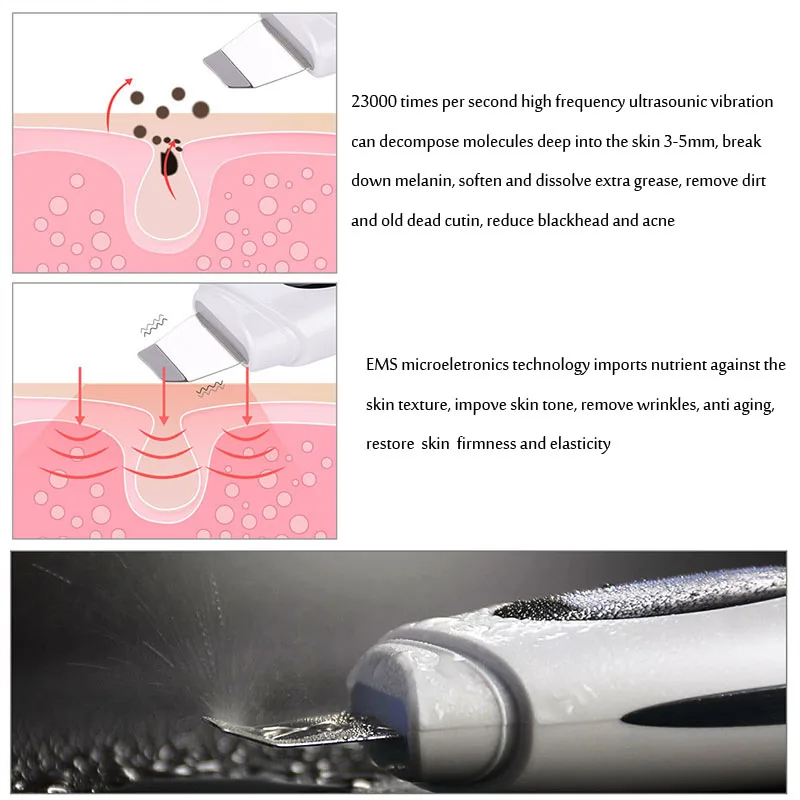 Purificador da Pele Ultra-sônica Galvânica Levantamento Sistema Kit Limpador Facial Clareamento Esfoliante Descamação Poros Mais Limpo Ion Ems 5 Cheap Utensílios de cuidado facial