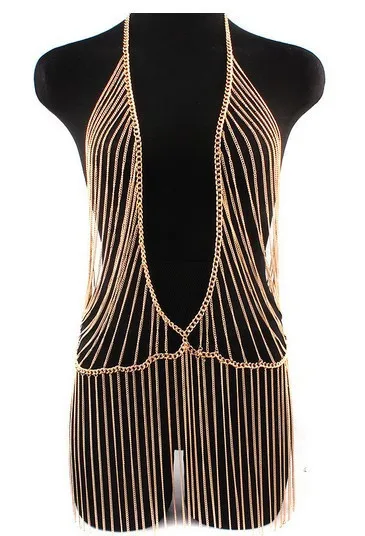 

Hot 2019 Fashion Jewelry Accessories Punk Heavy Metal Multilayer Tassel Gold Long Necklace Statement For Women BY226