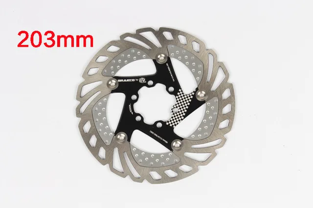 203mm black Велосипедный плавающий тормозной диск поплавок \ сверхлегкий MTB горный велосипед тормозные колодки шесть отверстий дисковые роторы 160 180 203 мм велосипедные части - Цвет: 203mm black