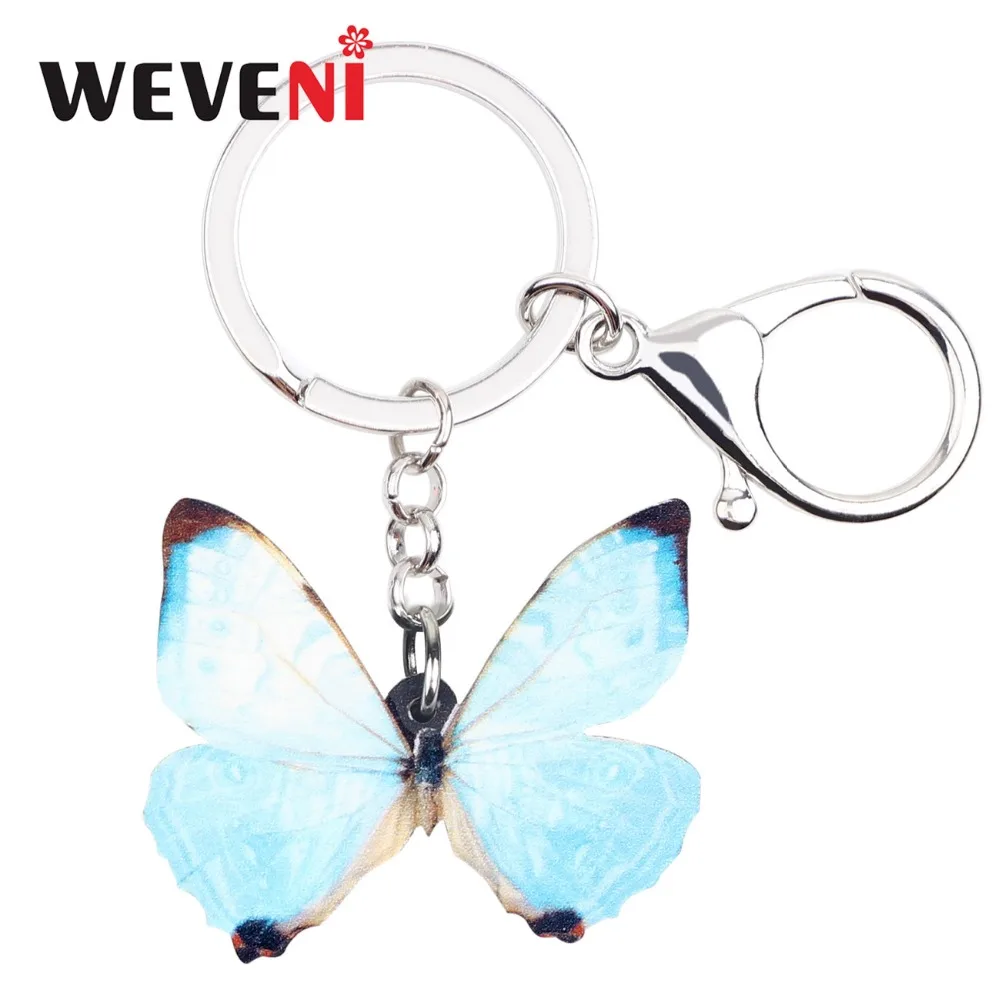 WEVENI Acrylic Light Blue Butterfly Key Chains Keychain 2018 Trendy ...