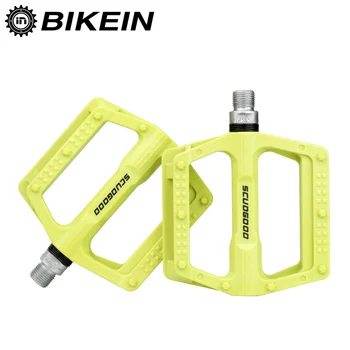 

BIKEIN 2018 Mountain Bike Pedal With Reflector MTB Bicycle Nylon Fiber Pedals Cycling Fixed Gear Flat Platform Pedal Parts 320g