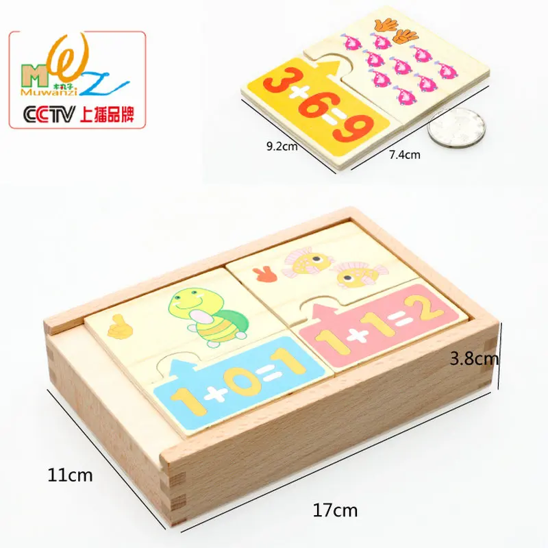 

10 Digital Add Operation Cartoon Animal Puzzle toys Children's Maths Training number Addition operation Wooden Puzzles Baby toys