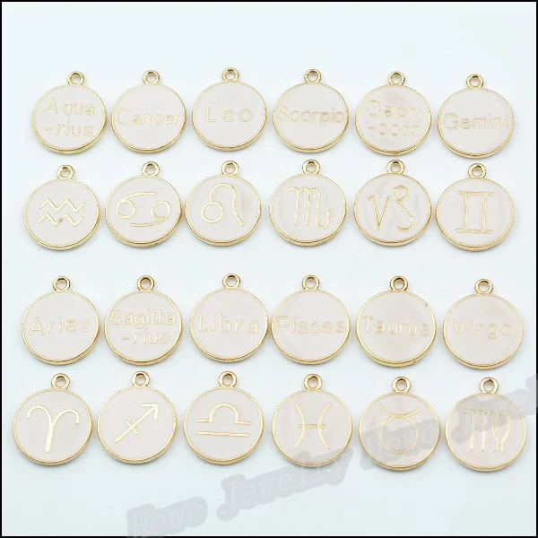

MIX 36 pcs High Quality Charms Zodiac Pendant Gold plated Alloy Floating charm DIY Metal Jewelry Findings JC406