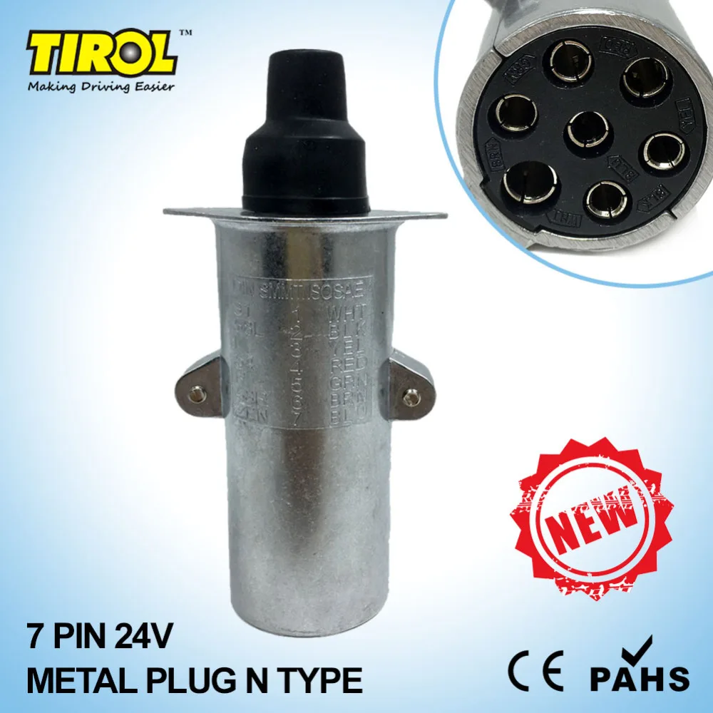

TIROL T23414b 7 Pin 24V Metal Trailer Plug N Type Wiring Connector Tow Bar Towing Socket &Plug