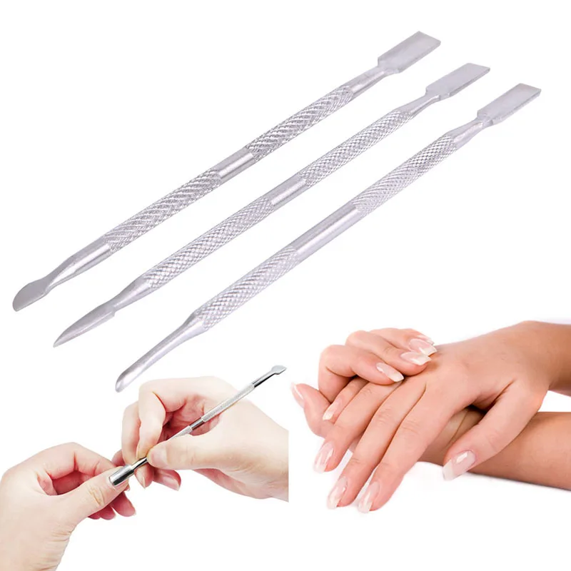 3Pcs Nail Cuticle Pusher Spoon Remover Manicure Pedicure Stainless Steel Durable | Инструменты для дизайна ногтей