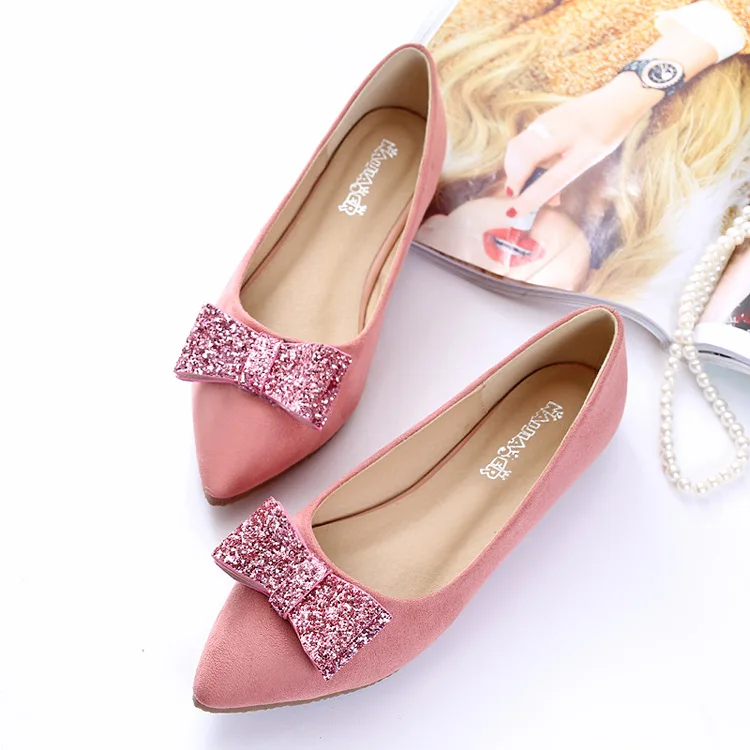 Women's wedding shoes spring new red wedding shoes flat Korean version of the bow single shoes large size women's shoes