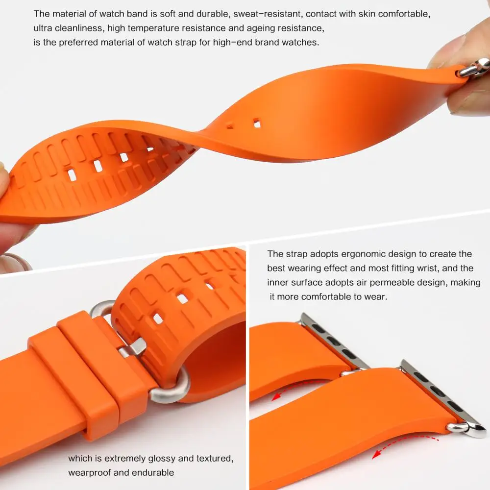 Ремешок сменный резиновый для Apple Watch Band 44 мм 40 Series SE 6 5 4 3 2 iWatch 42 38 мм|Ремешки часов|