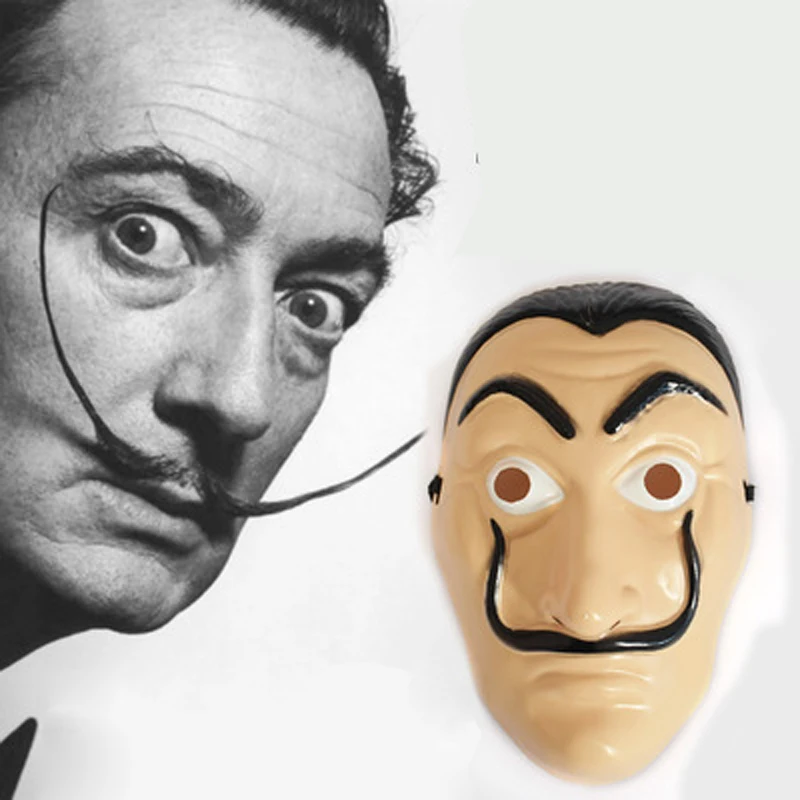 Бумажный дом Dali маски La Casa De Papel маска Сальвадор Косплей пластиковая Хэллоуин