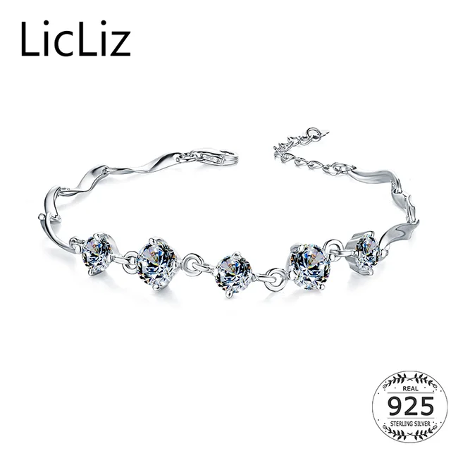 Licliz 2 Colors 925 Sterling Silver Chains Bracelet Bangles For Licliz 2 Colors 925 Sterling Silver Chains Bracelet Bangles For Women Cubic Zirconia Tennis Bracelets Charms