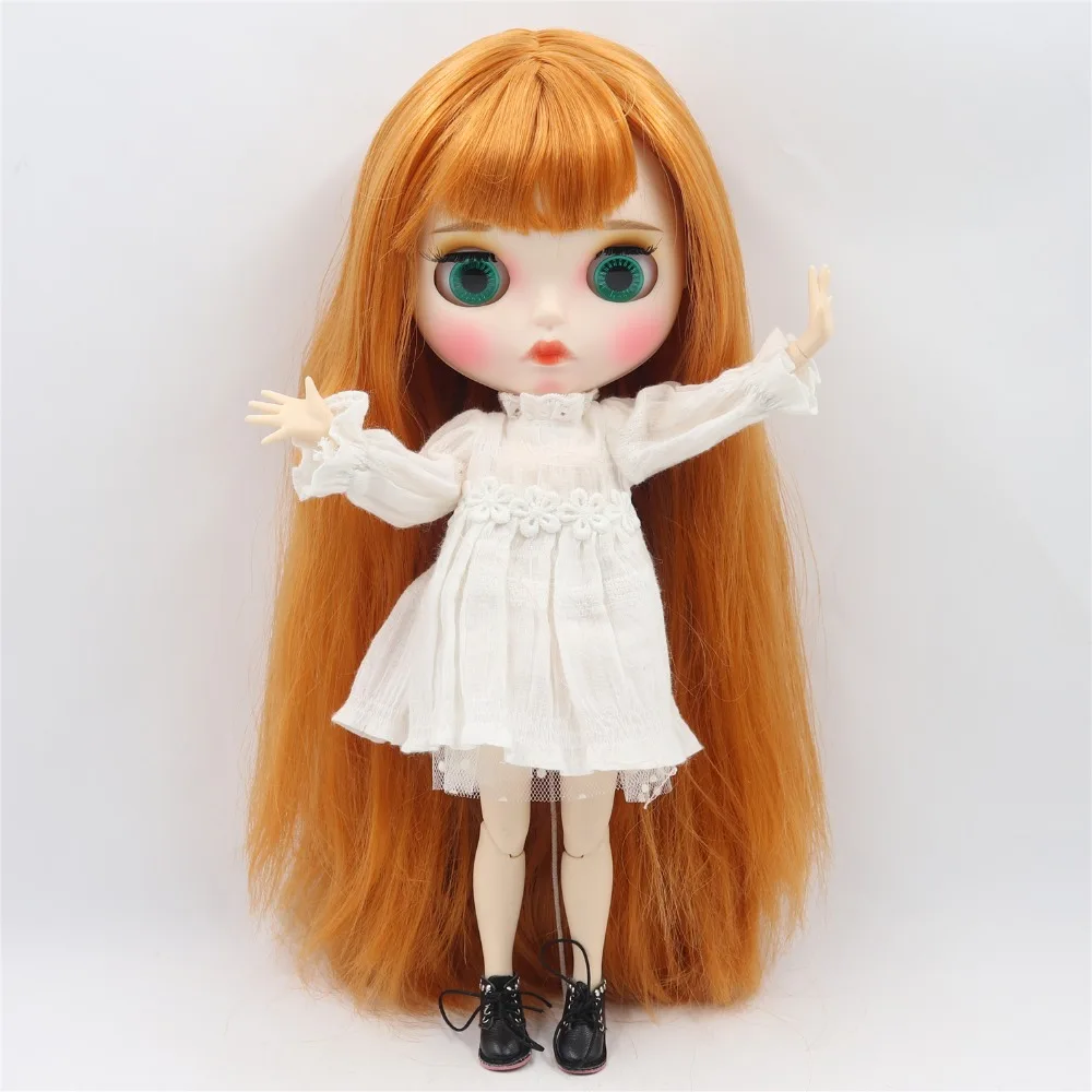 Neo Blythe Doll with Ginger Hair, White Skin, Matte Pouty Face & Custom Jointed Body 1