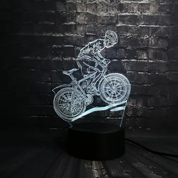 

LED Night Light Multicolor Lava LED RGB Ride Bike Man Luminaria Table Kids Christmas Gifts Home Deacorative Sport Light Boy