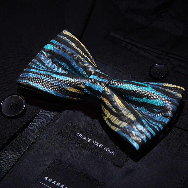 

JEMYGINS Original Bowtie Printed PU Synthetic Leather Handmade Bow Tie Box Set New Fashion For Young Men Wedding Party Bow Tie