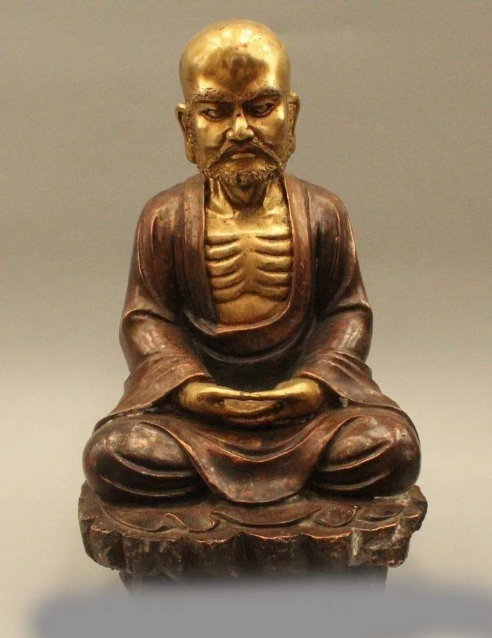 

15" China Chinese Buddhism Folk Bronze Gild eighteen arhat Buddha Statue