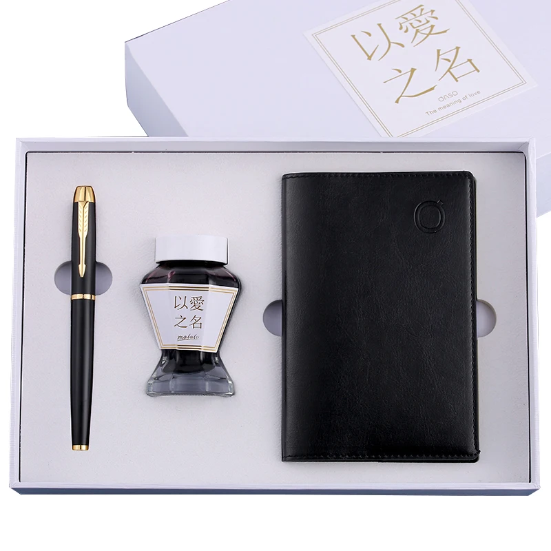 

High-end OASO Christmas Gift Fountain Pen with Bottle Ink and Notebook 0.5mm Iraurita Nib Luxury Business Men Gift Set