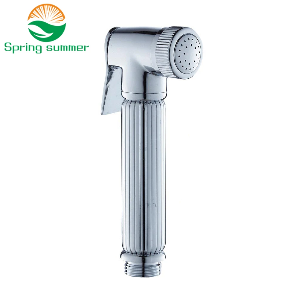 

SPRING SUMMER Chrome Modern Style Hand held Bidet Spray ABS Shower Head Spray Nozzle Press Button F24